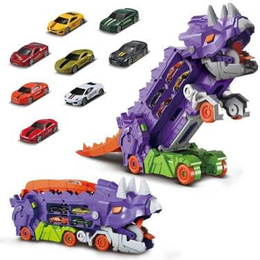 Imagem de Caminhão Dinossauro Pista de Carrinho Infantil Maleta para 18 Carrinho