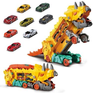 Imagem de Caminhão Dinossauro Pista de Carrinho Infantil Maleta para 18 Carrinho