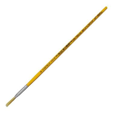 Imagem de Pincel Redondo Cabo Longo Amarelo Cerdas Brancas N 08 C519 Castelo