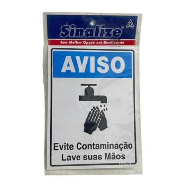 Imagem de Placa Sinalize Evite Contaminação, Lave Suas Mãos 20x15cm