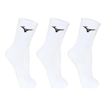 Imagem de Kit Meia Mizuno Basic Cano Médio Unissex, Branco, 39-44