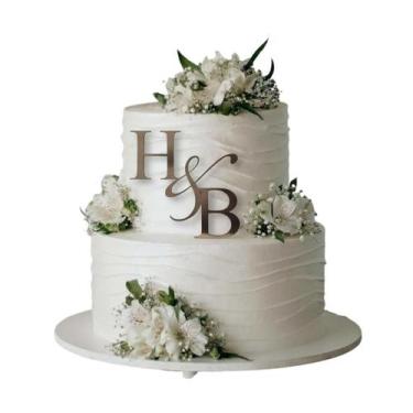 Imagem de Enfeite para Bolo de Casamento Monograma Personalizado em Acrílico INK