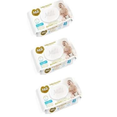 Imagem de Kit 3 Toalhinha Umedecida Com Tampa Love&Care 48 Unid - Mili