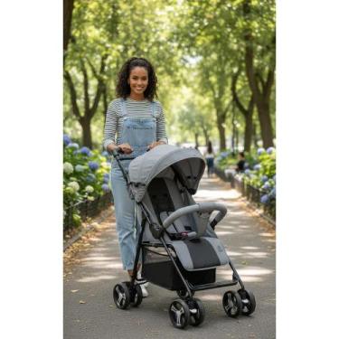 Imagem de Carrinho Passeio Bebê até 15kg Cinza Conforto e Segurança - Congratula