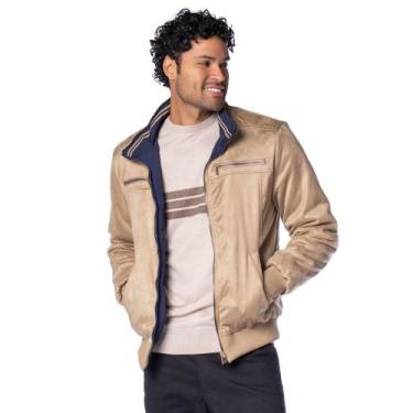 Imagem de Jaqueta Bomber Masculina Dixie Suede Dupla Face Caqui/Marinho, Caqui, 