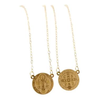 Imagem de Escapulário Religioso São Bento Navetinha Ouro 18k 750 65 Cm Amarelo -