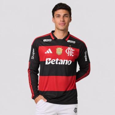 Imagem de Camisa Adidas Flamengo I 2026 Manga Longa Patch Campeão Brasileiro 202