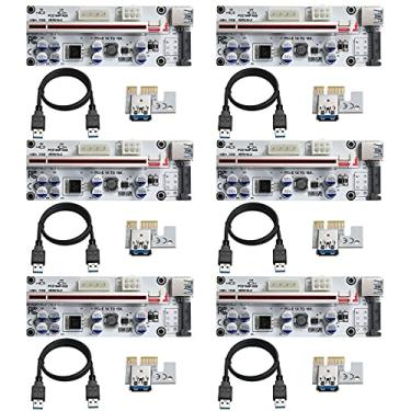 Imagem de BEYIMEI PCI-E 1X para 16X Riser, cartão adaptador GPU Riser, com cabo de extensão USB 3.0, 6 pinos/4 pinos/interface SATA, para Bitcoin e Crypto Mining Ethereum Mining ETH (pacote com 6)