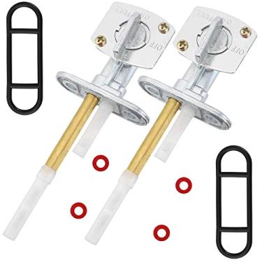 Imagem de QAZAKY Interruptor de bomba de válvula Petcock de combustível 2 peças compatível com Kawasaki Prairie 300 360 400 KS125 KLX125L KLX250R KLX300R KSF250A KVF300A KVF300B KZ400A KZ440G KZ440B KZ555 11111