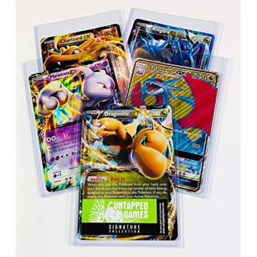Imagem de 5 cartas grandes Jumbo Pokemon em TOP LOADERS! EX GX Legendary Full Art Untapped Games