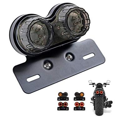 Imagem de Anki HappiGo Lanterna traseira de motocicleta com 40 LEDs 40 W da Ankia, luz de freio e seta integrada com suporte de placa de licença para Harly Motorcycle Street Bike Cruiser Chopper (preto)