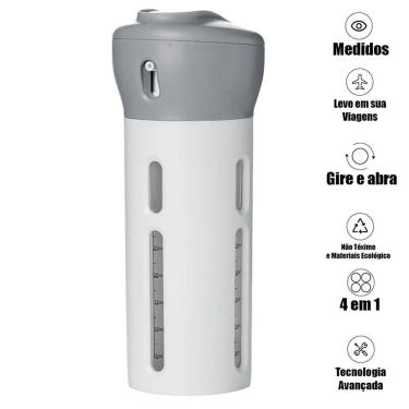 Imagem de Dispenser Garrafa 4 Em 1 Loção Portátil Sabonete Liquido Shampoo Gel Cremes Viagens 4 Frascos de 30 ml Transporte facil