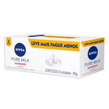 Imagem de Kit Sabonete Em Barra Nivea Pure Milk Sensitive Com 6 Unidades 90g