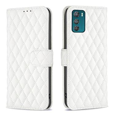 Imagem de HONGYAN Capa de telefone Para Motorola Moto G42 4G Diamond Lattice Cartice Cheather Flip Phone Case Capa protetora