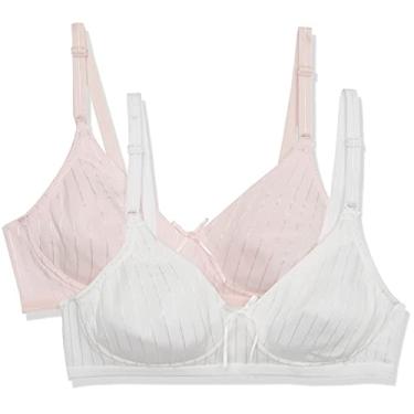 Imagem de Fruit of the Loom Sutiã feminino levemente forrado sem aro, Branco/rosa agridoce, (40) 40C