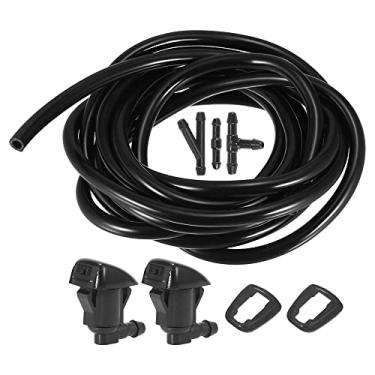 Imagem de ACROPIX Kit de bicos de limpador de para-brisa dianteiro para Toyota Tundra Corolla com juntas mangueira de fluido de 2,5 metros - pacote com 6 pretos