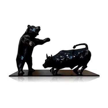 Imagem de Estátua Touro e Urso da Bolsa de Valores Wall Street Nova York (Preto)