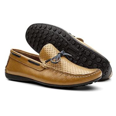 Imagem de Mocassim Masculino Couro Sapato Casual Clássico - Mostarda - 44