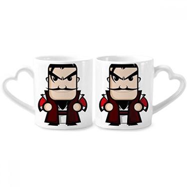 Imagem de China Chinese Masterpiece Chaogai Drawing Couple Porcelain Mug Set Ceramic Lover Cup Heart Handle