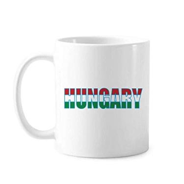 Imagem de Caneca de cerâmica com nome da bandeira do país da Hungria cerâmica xícara de café e porcelana
