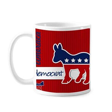 Imagem de Caneca de cerâmica com emblema de burro americano democrata caneca cerâmica xícara de porcelana de café louça