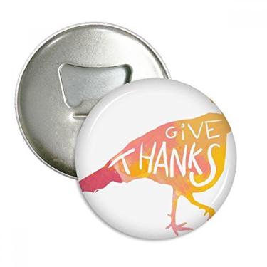 Imagem de Dia de Ação de Graças Peru Abridor de Garrafas Aquarela Imã Emblema Multifuncional