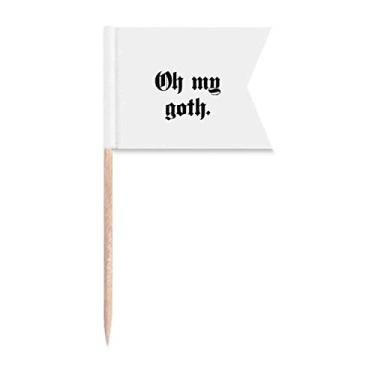 Imagem de Exclamation Bandeiras de palito de dente góticas para marcação de palito, comida para bolo de festa, prato de queijo