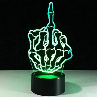 Imagem de TECKEEN Colorful Middle Finger 3D LED Illusion Night Light Desk Table Lamp Decor 7 Color Changing