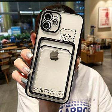 Imagem de Bolsa de bolso para cartão de foto capa para iphone 13 11 12 pro max xs mini xr x 8 7 6 s plus chapeamento capa de telefone macio bonito, b, para iphone x ou xs