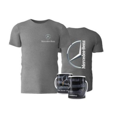 Imagem de Camiseta Masculina Mercedes Silver 100% Algodão E Caneca Mb - Estradão