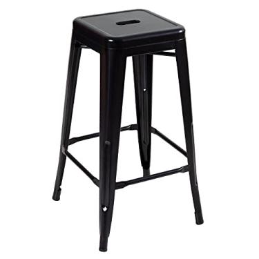 Imagem de Loft7, Banquetas Iron Tolix Design Industrial em Aço Carbono 76 cm Alta sem Encosto Vintage Elegante e Versátil Cozinha Bar Sala de Jantar Varanda Gourmet, Preto semibrilho