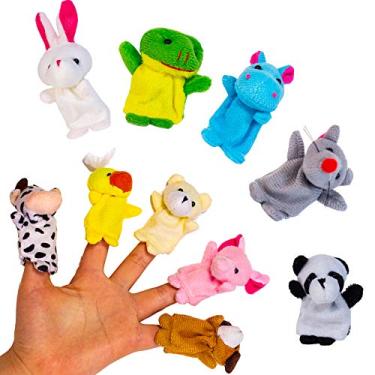 Imagem de Dedoches 10 Mini Fantoches de Dedo Brincadeira Brinquedo Educativo Teatro Teatrinho Animais Cão Vaca Tartaruga Pato Bichinho Pelúcia Bicho Bebê