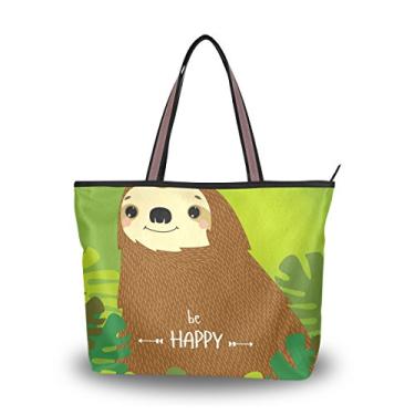 Imagem de ColourLife Bolsa feminina com alça superior Sloth Be Happy, bolsa de ombro, Multicolorido., Medium