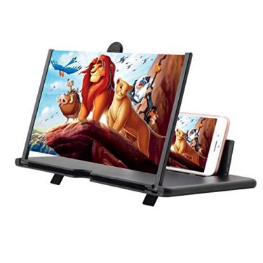 Imagem de iKKEGOL Lupa de tela de 12 polegadas, ampliador de celular HD 3D, ampliador, ampliador, projetor para filmes, vídeos e jogos, suporte dobrável para todos os smartphones (preto)