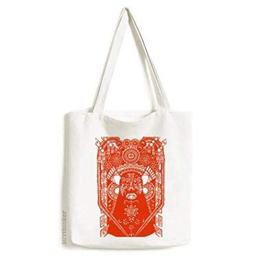 Imagem de Red Peking Opera bolsa de lona com cabeça facial cortada em papel bolsa de compras casual