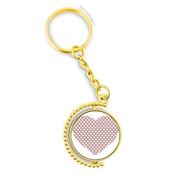 Imagem de Círculos Coração Dia dos Namorados Vermelho Metal Conector Chaveiro Acessório Dourado Chaveiro