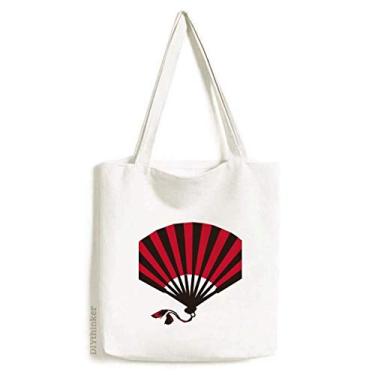 Imagem de Bolsa de compras casual de lona para presente Art Deco, vermelho japonês