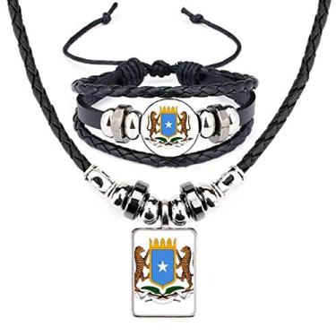 Imagem de Conjunto de joias de pulseira de couro com emblema nacional da África Somália