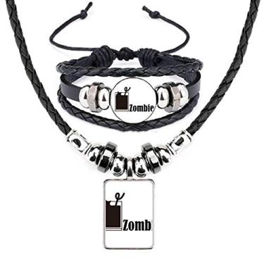 Imagem de Zombie Cocktail With The Word Zombie Leather Necklace Jewelry Set