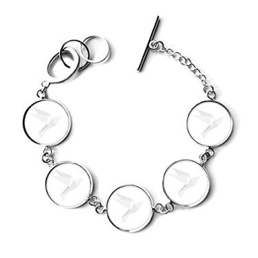 Imagem de DIYthinker Pulseira com padrão de pombo abstrato de origami branco