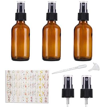 Imagem de Frasco spray de 30ml com 3 unidades, frasco pequeno de vidro com atomizador - frasco spray de vidro para boticário, conjunto de vidro âmbar, incluindo acessórios auxiliares
