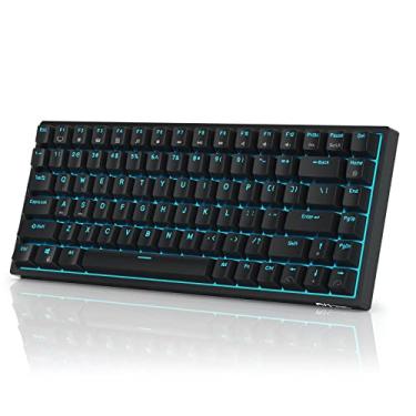 Imagem de RK ROYAL KLUDGE Teclado mecânico RK84 azul retroiluminado 75% modo triplo BT5.0/2.4G/USB-C, teclado mecânico TKL Tenkeyless de 84 teclas com moldura removível e software, interruptor vermelho