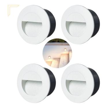 Imagem de 4 Balizador Embutir Redondo Parede Branco Led Escada Lup90
