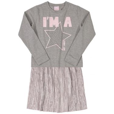 Imagem de Conjunto Infantil Blusa Manga Longa e Saia Midi Mescla Cinza Quimby