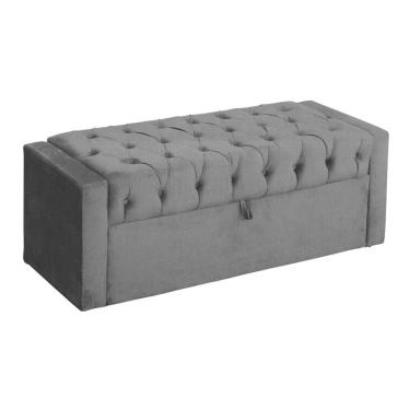 Imagem de Calçadeira Báu Emma 140cm Suede Cinza - Vallisa Decor