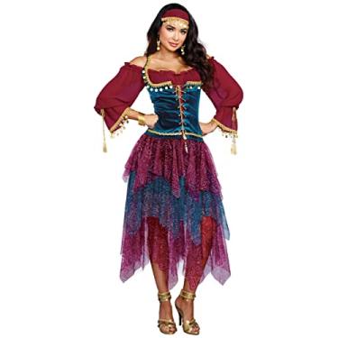 Imagem de Dreamgirl Fantasia de cartomante para adultos, fantasia feminina cigana de Halloween, Multi, M