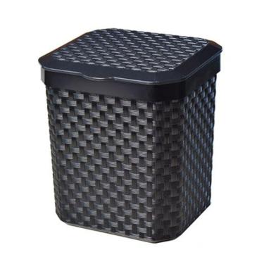 Imagem de Lixeira De Pia 5L Rattan Com Tampa Preto Arqplast