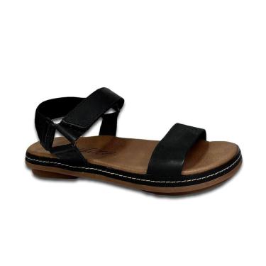 Imagem de Sandália Feminina Couro Tira Aderente Salto Baixo Casual