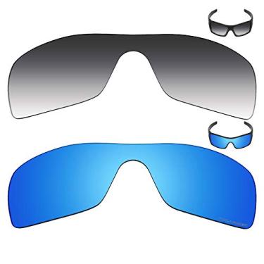 Imagem de Mryok+ 2 pares de lentes polarizadas de substituição para óculos de sol Oakley Batwolf – Cinza dégradé tingido/azul gelo