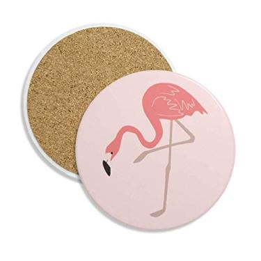 Imagem de Porta-copos de cerâmica com estampa de flamingo, suporte para caneca, pedra absorvente para bebidas, presente de 2 peças